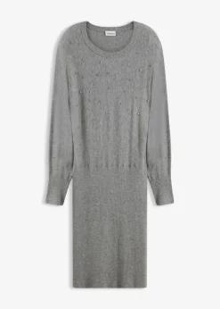 bonprix Kleider|Strickmode^Strickkleid aus softem Viskose-Mix grau meliert