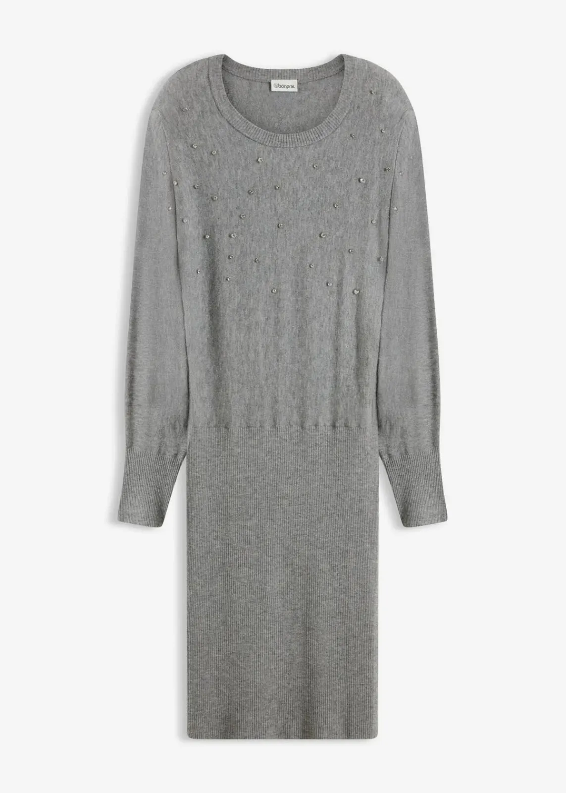 bonprix Kleider|Strickmode^Strickkleid aus softem Viskose-Mix grau meliert