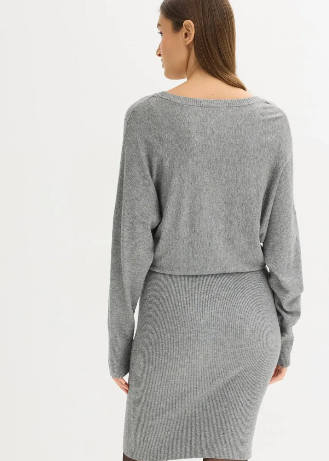 bonprix Kleider|Strickmode^Strickkleid aus softem Viskose-Mix grau meliert