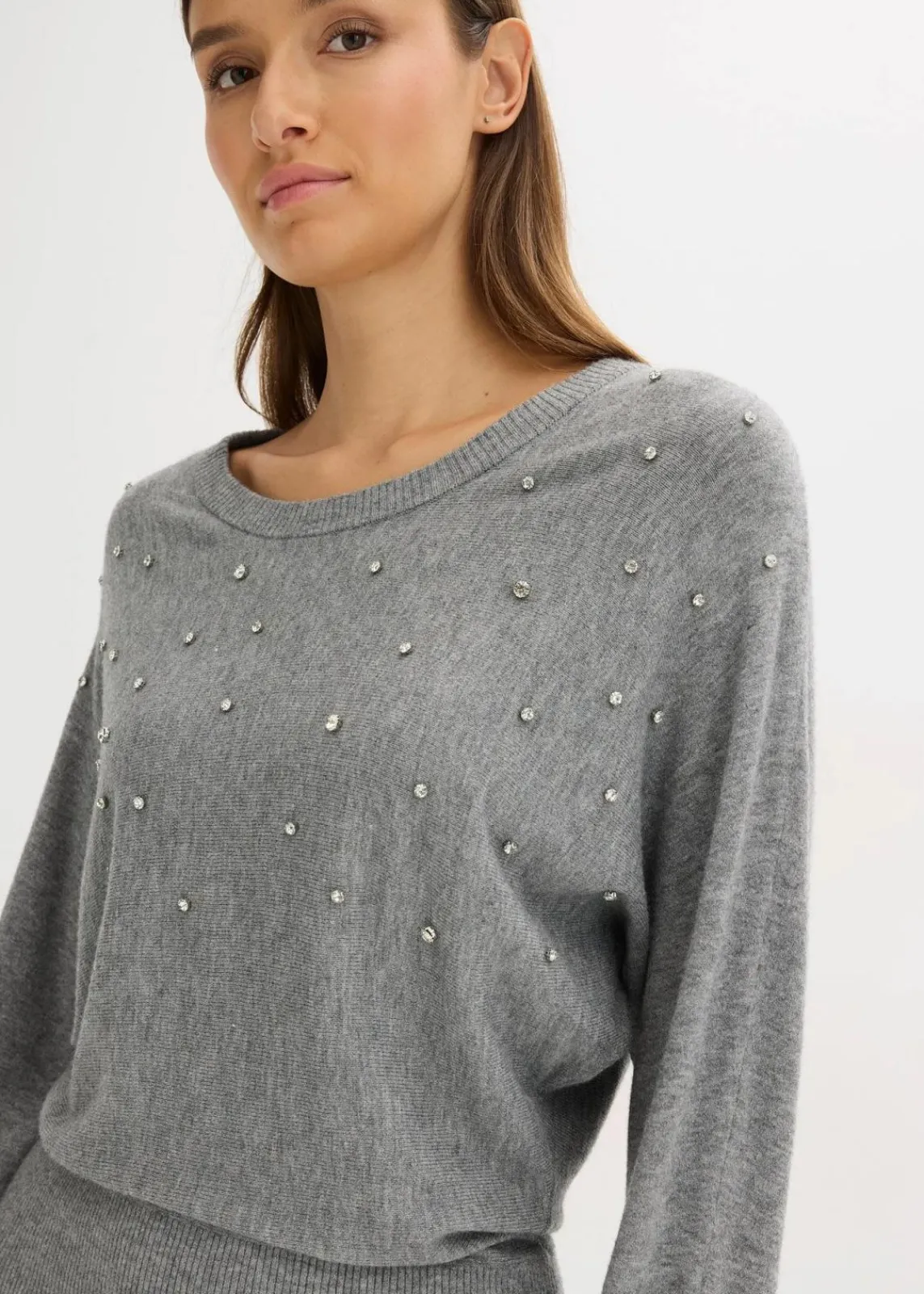 bonprix Kleider|Strickmode^Strickkleid aus softem Viskose-Mix grau meliert