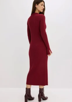 bonprix Bekleidung·Umstandsmode|Strickmode^Strickkleid aus softem Viskose-Mix pflaumenrot