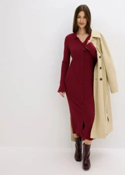 bonprix Bekleidung·Umstandsmode|Strickmode^Strickkleid aus softem Viskose-Mix pflaumenrot