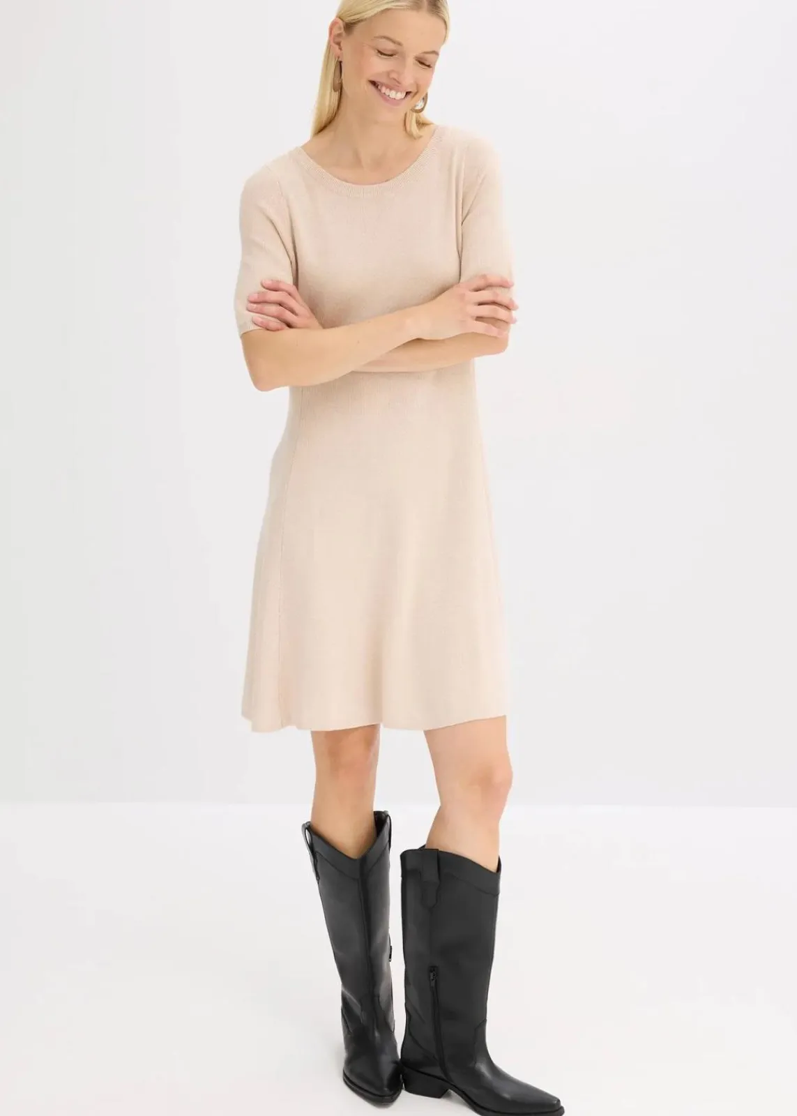 bonprix Bekleidung·Umstandsmode|Bekleidung·Pullover & Strickjacken^Strickkleid aus softem Viskose-Mix kieselbeige meliert