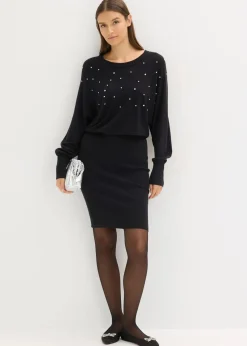 bonprix Bekleidung·Umstandsmode|Bekleidung·Pullover & Strickjacken^Strickkleid aus softem Viskose-Mix schwarz