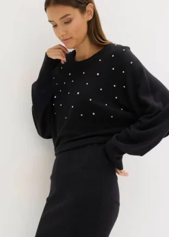 bonprix Bekleidung·Umstandsmode|Bekleidung·Pullover & Strickjacken^Strickkleid aus softem Viskose-Mix schwarz