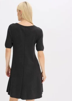 bonprix Kleider|Strickmode^Strickkleid aus softem Viskose-Mix anthrazit meliert