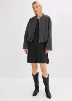 bonprix Kleider|Strickmode^Strickkleid aus softem Viskose-Mix anthrazit meliert