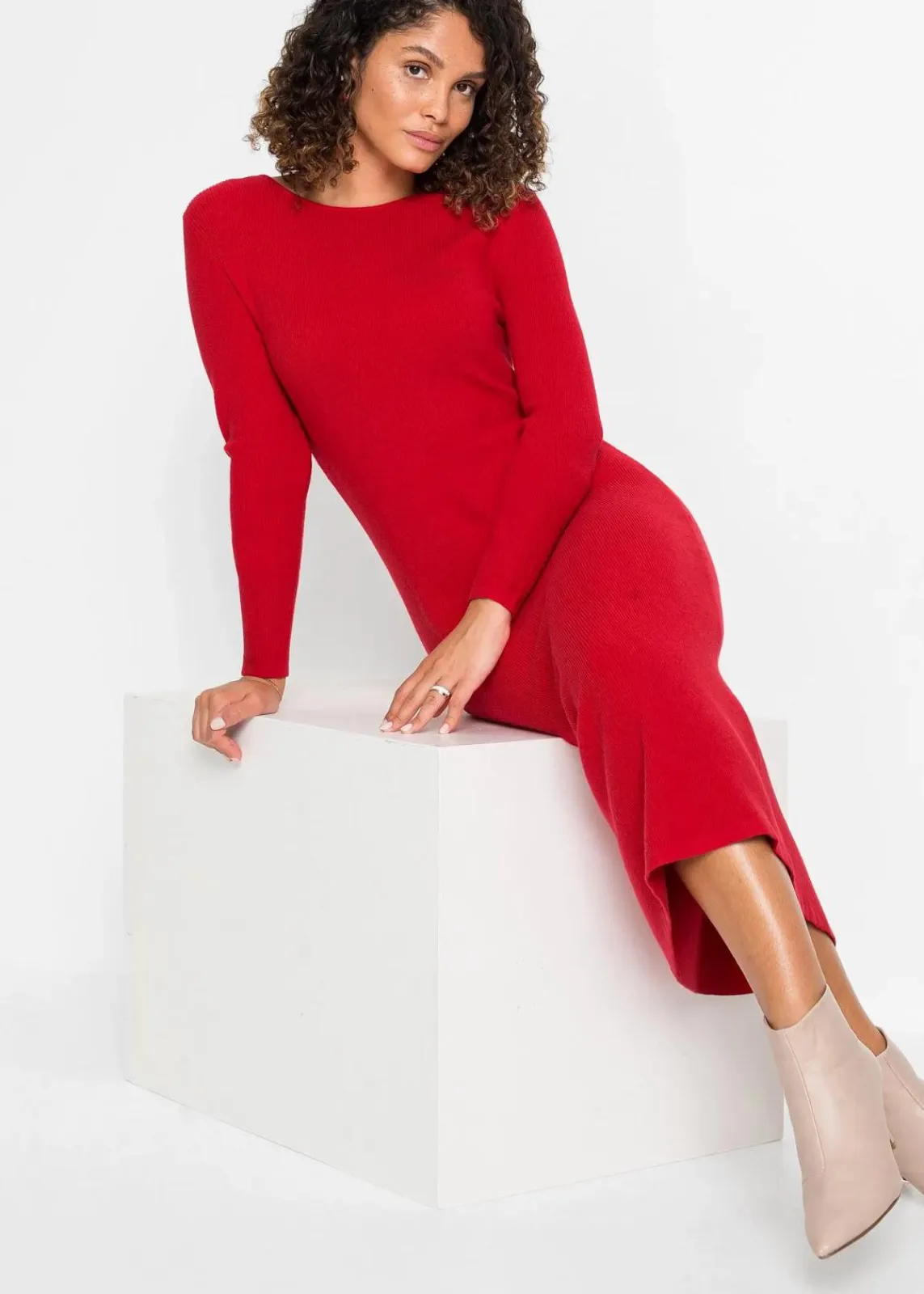 bonprix Bekleidung·Umstandsmode|Bekleidung·Pullover & Strickjacken^Strickkleid aus Viskose- Mix tiefrot