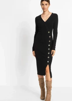 bonprix Bekleidung·Umstandsmode|Bekleidung·Pullover & Strickjacken^Strickkleid aus Viskose-Mix schwarz