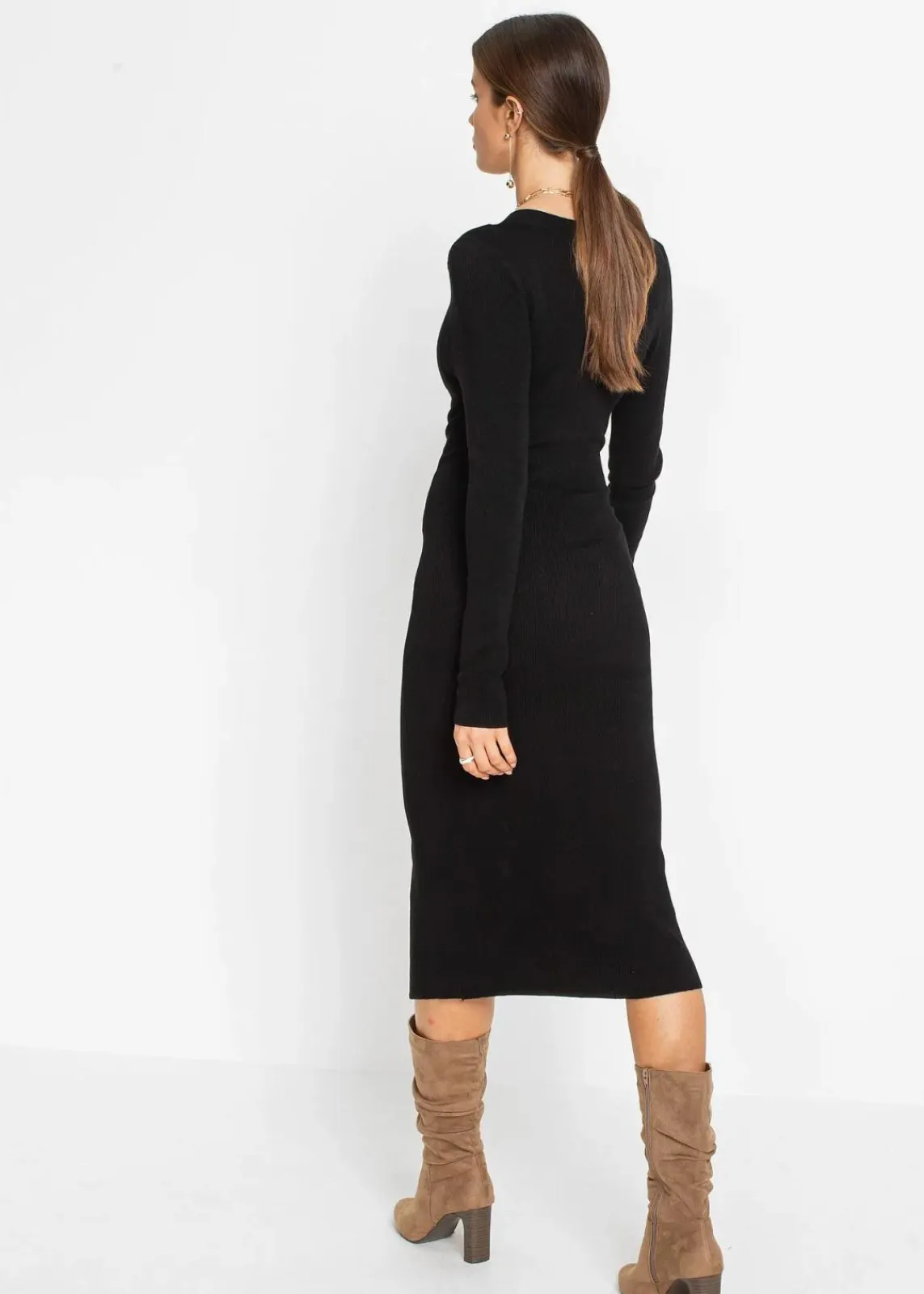 bonprix Bekleidung·Umstandsmode|Bekleidung·Pullover & Strickjacken^Strickkleid aus Viskose-Mix schwarz