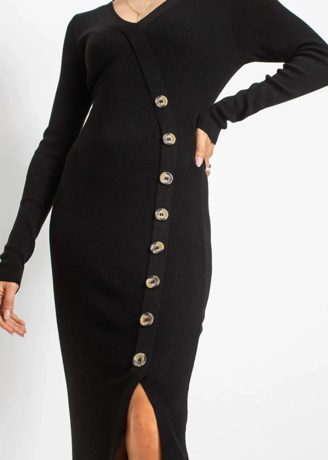 bonprix Bekleidung·Umstandsmode|Bekleidung·Pullover & Strickjacken^Strickkleid aus Viskose-Mix schwarz