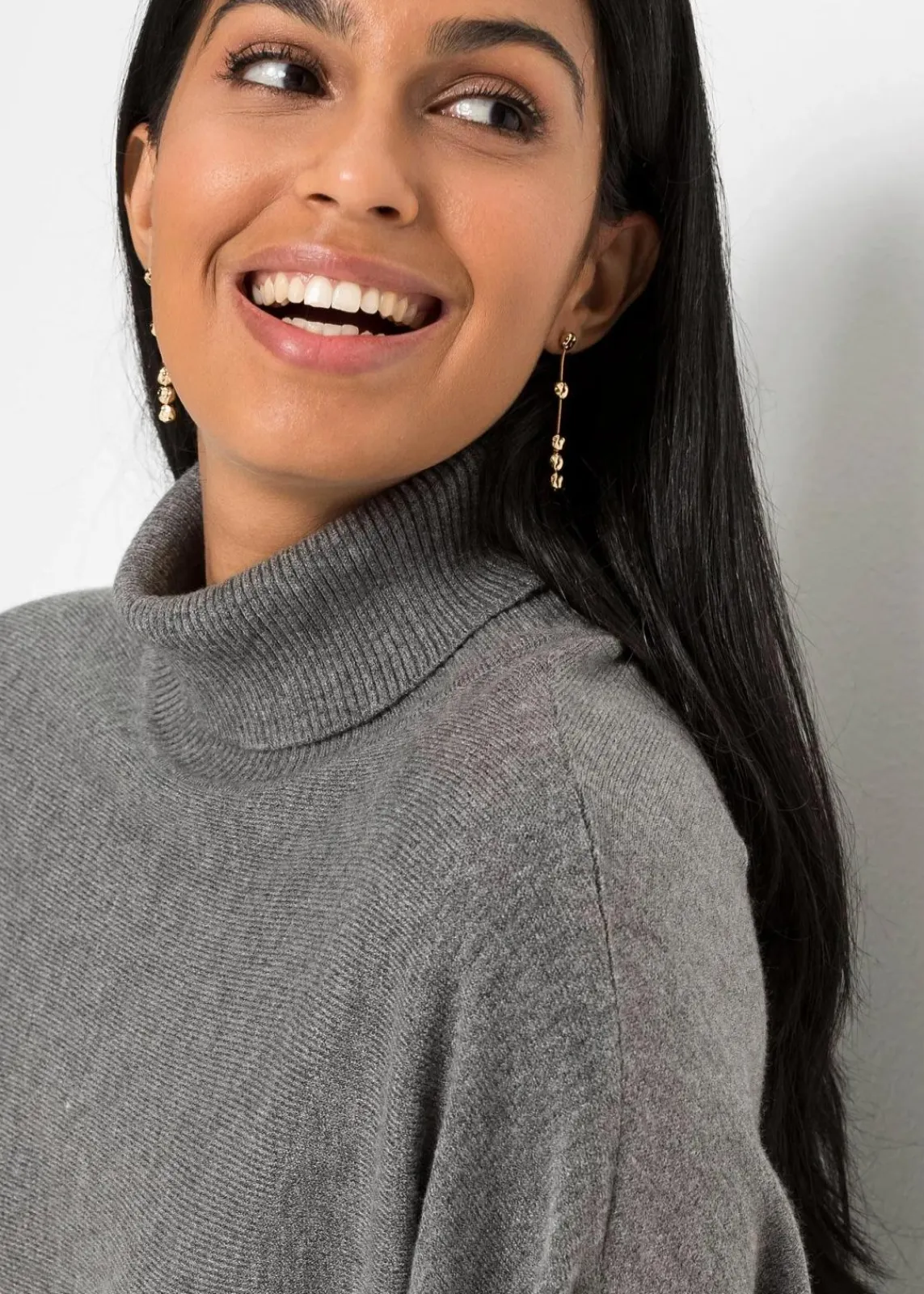 bonprix Bekleidung·Pullover & Strickjacken|Kleider^Strickkleid aus Viskose-Mix grau meliert