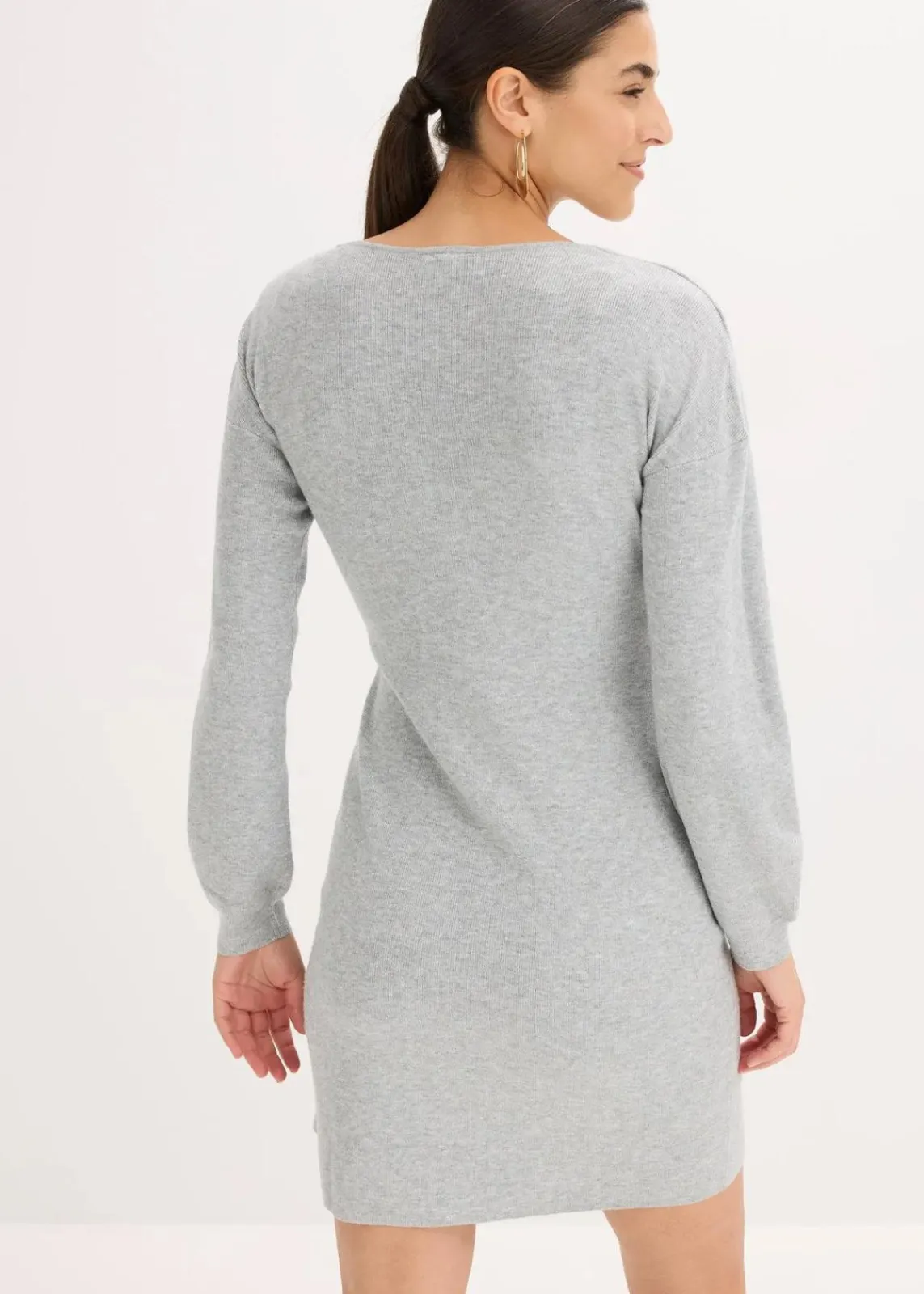 bonprix Bekleidung·Umstandsmode|Bekleidung·Pullover & Strickjacken^Strickkleid aus Viskose-Mix hellgrau meliert