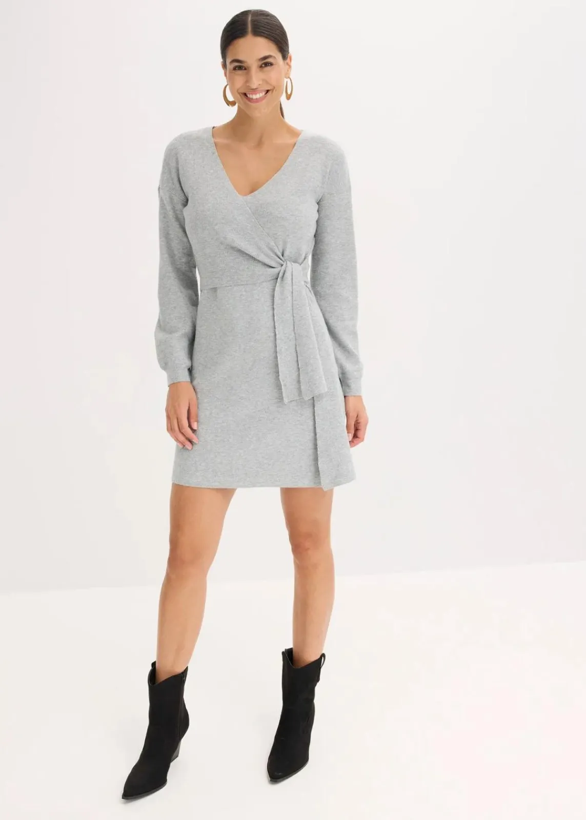 bonprix Bekleidung·Umstandsmode|Bekleidung·Pullover & Strickjacken^Strickkleid aus Viskose-Mix hellgrau meliert