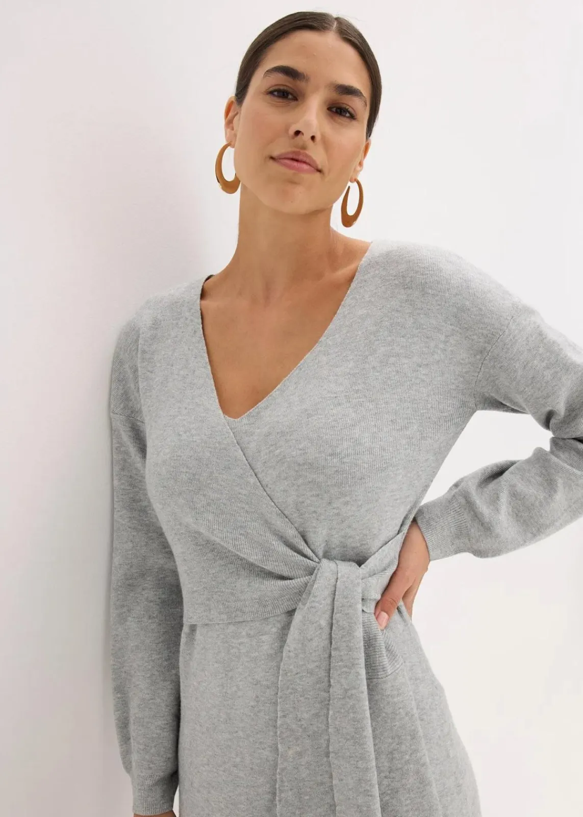 bonprix Bekleidung·Umstandsmode|Bekleidung·Pullover & Strickjacken^Strickkleid aus Viskose-Mix hellgrau meliert