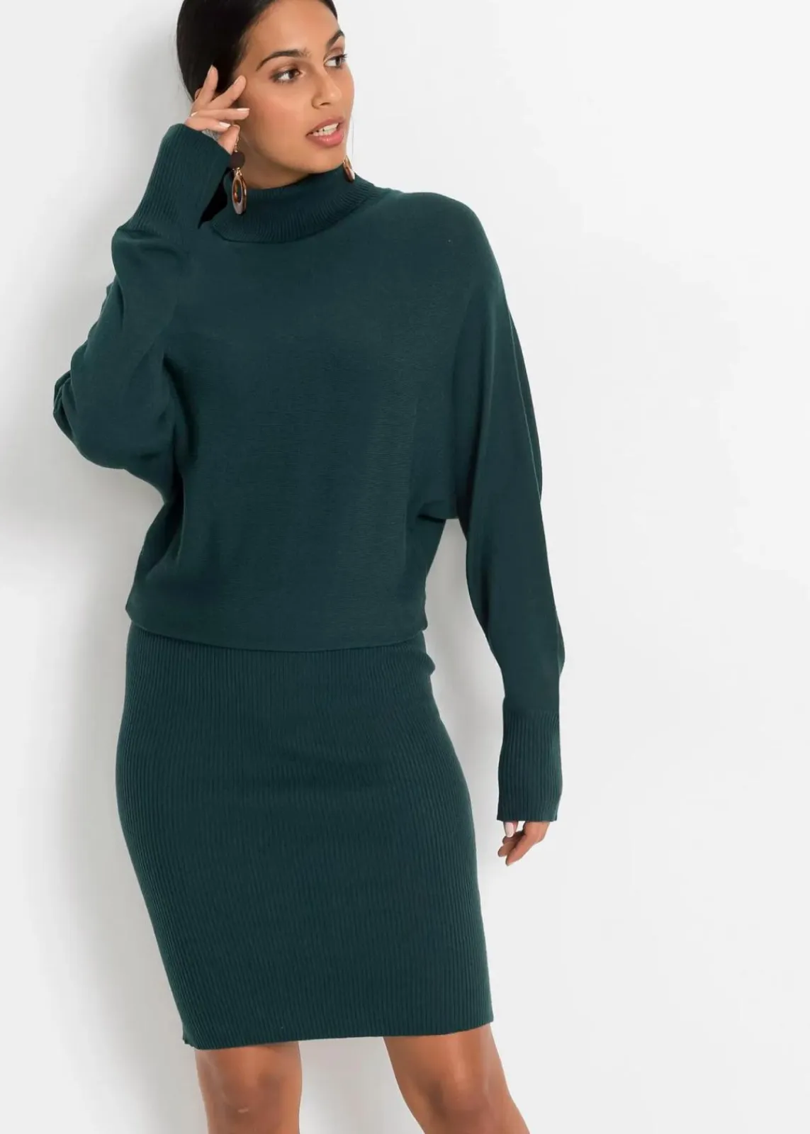bonprix Bekleidung·Umstandsmode|Strickmode^Strickkleid aus Viskose-Mix petrolgrün