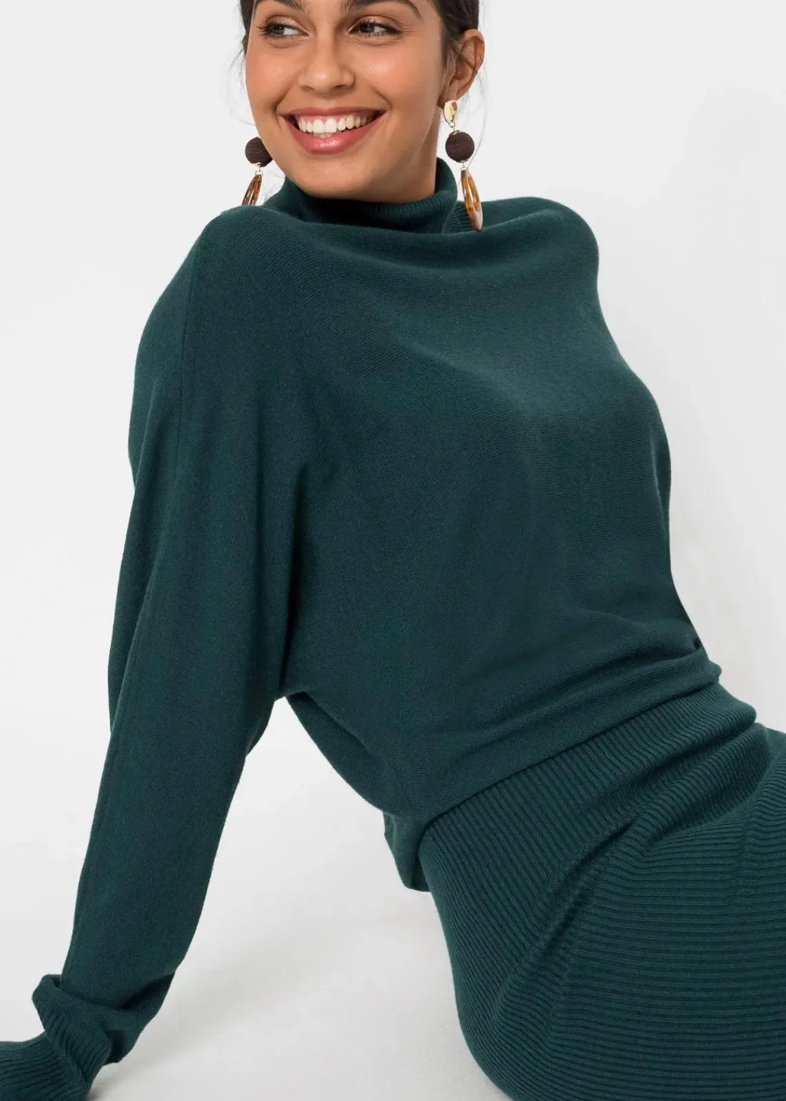 bonprix Bekleidung·Umstandsmode|Strickmode^Strickkleid aus Viskose-Mix petrolgrün