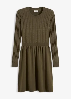 bonprix Bekleidung·Umstandsmode|Strickmode^Strickkleid aus Viskose-Mix khakibraun meliert