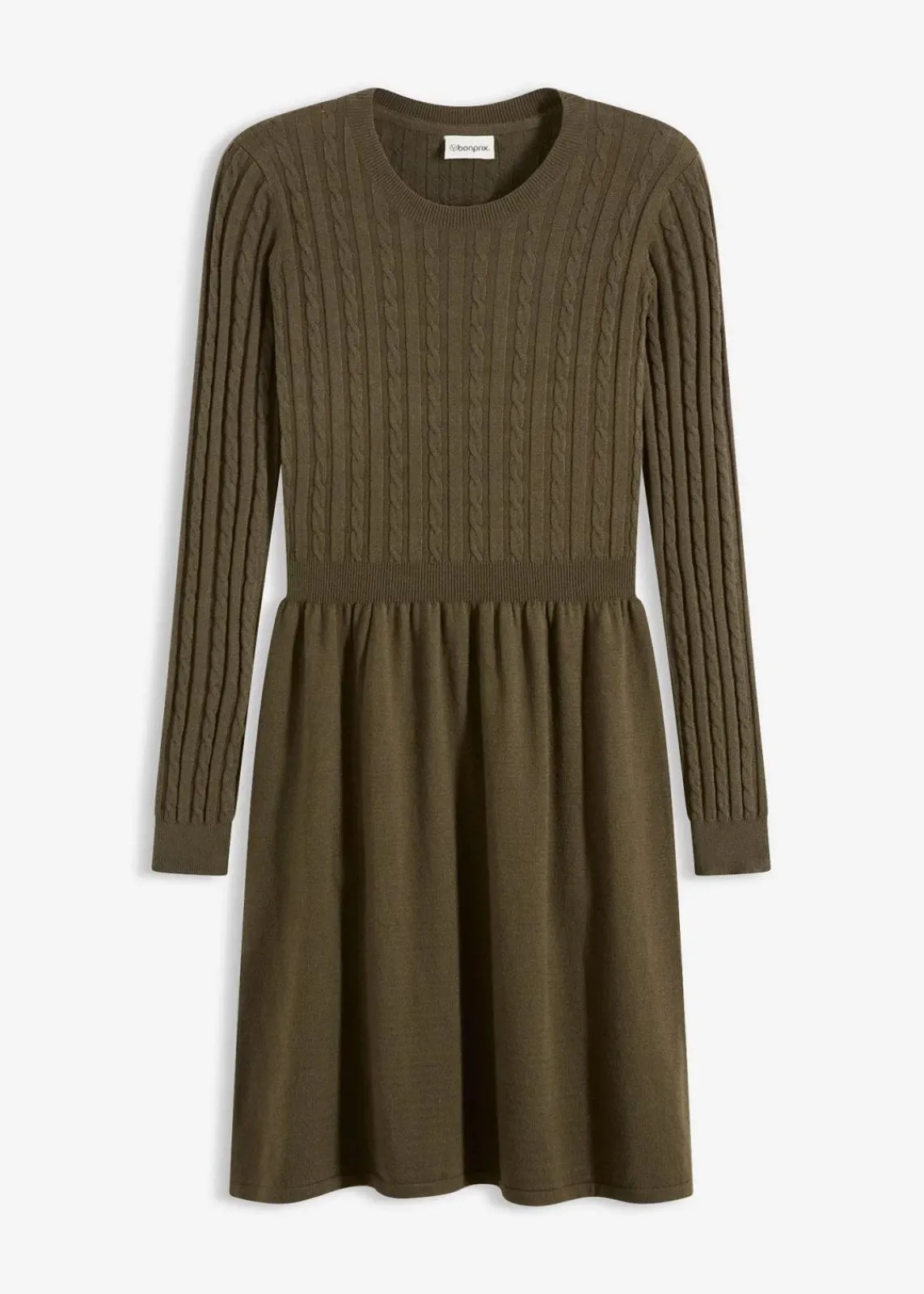 bonprix Bekleidung·Umstandsmode|Strickmode^Strickkleid aus Viskose-Mix khakibraun meliert