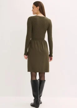 bonprix Bekleidung·Umstandsmode|Strickmode^Strickkleid aus Viskose-Mix khakibraun meliert