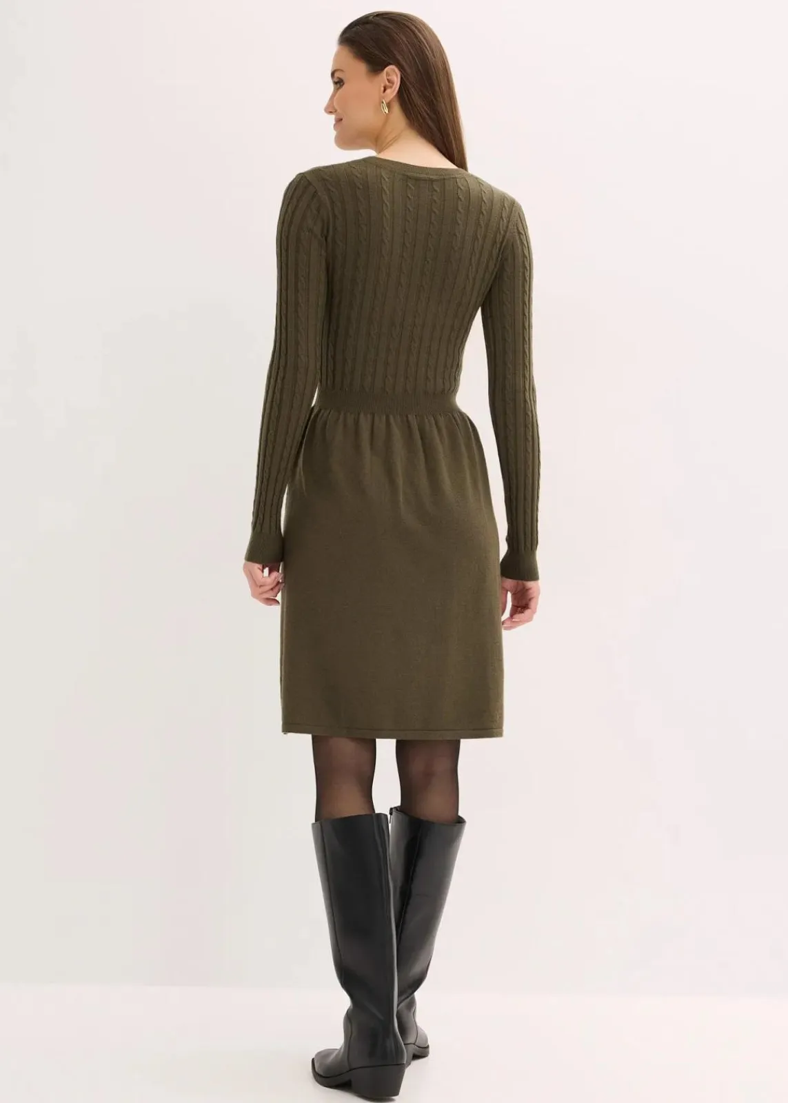 bonprix Bekleidung·Umstandsmode|Strickmode^Strickkleid aus Viskose-Mix khakibraun meliert
