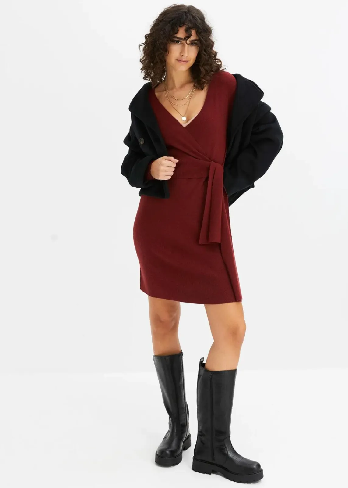 bonprix Bekleidung·Umstandsmode|Bekleidung·Pullover & Strickjacken^Strickkleid aus Viskose-Mix kastanienrot