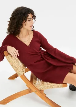 bonprix Bekleidung·Umstandsmode|Bekleidung·Pullover & Strickjacken^Strickkleid aus Viskose-Mix kastanienrot