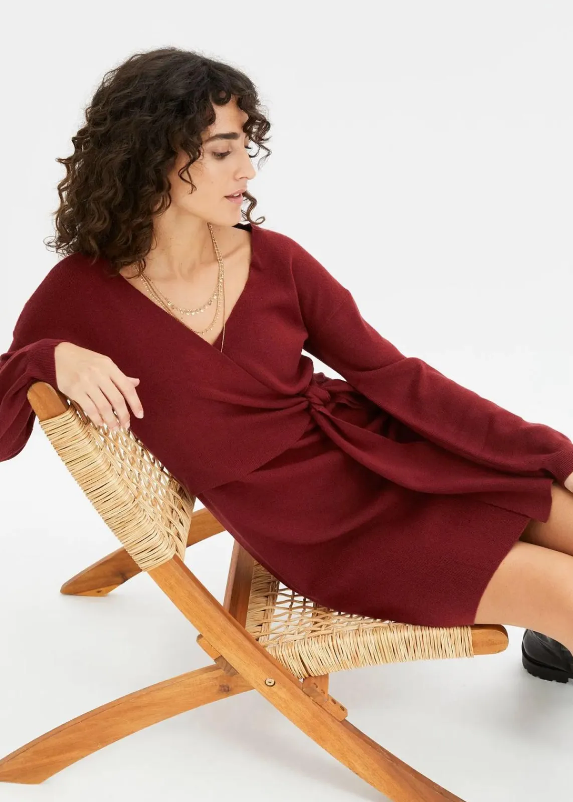 bonprix Bekleidung·Umstandsmode|Bekleidung·Pullover & Strickjacken^Strickkleid aus Viskose-Mix kastanienrot