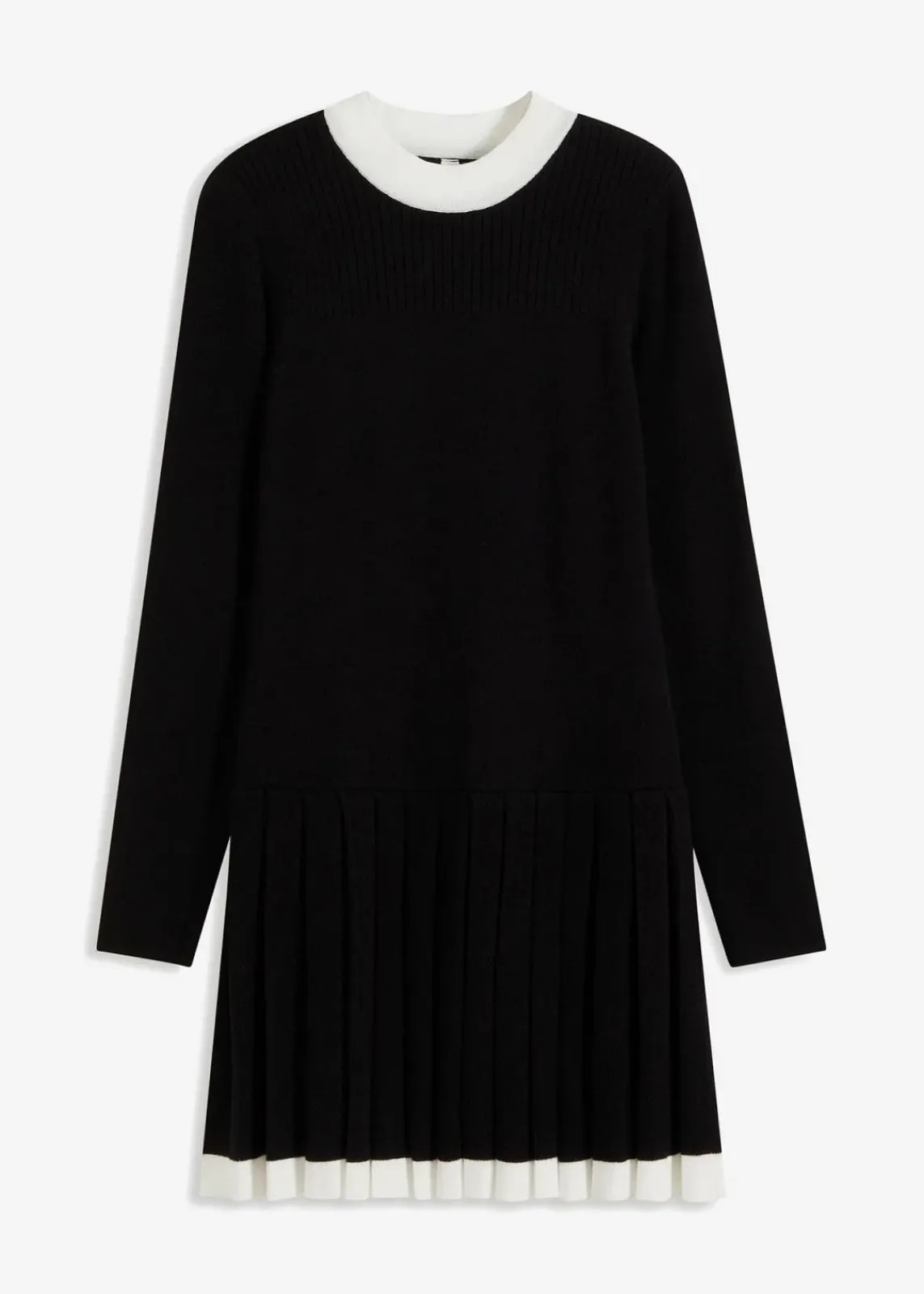 bonprix Strickmode|Kleider^Strickkleid aus Viskose-Mix schwarz/weiß