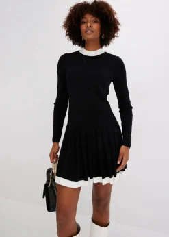 bonprix Strickmode|Kleider^Strickkleid aus Viskose-Mix schwarz/weiß