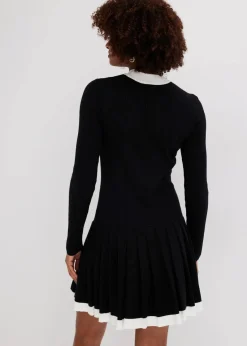 bonprix Strickmode|Kleider^Strickkleid aus Viskose-Mix schwarz/weiß