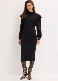 bonprix Bekleidung·Umstandsmode|Bekleidung·Pullover & Strickjacken^Strickkleid aus Viskose-Mix schwarz