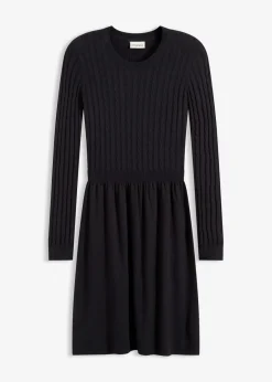 bonprix Bekleidung·Umstandsmode|Strickmode^Strickkleid aus Viskose-Mix schwarz