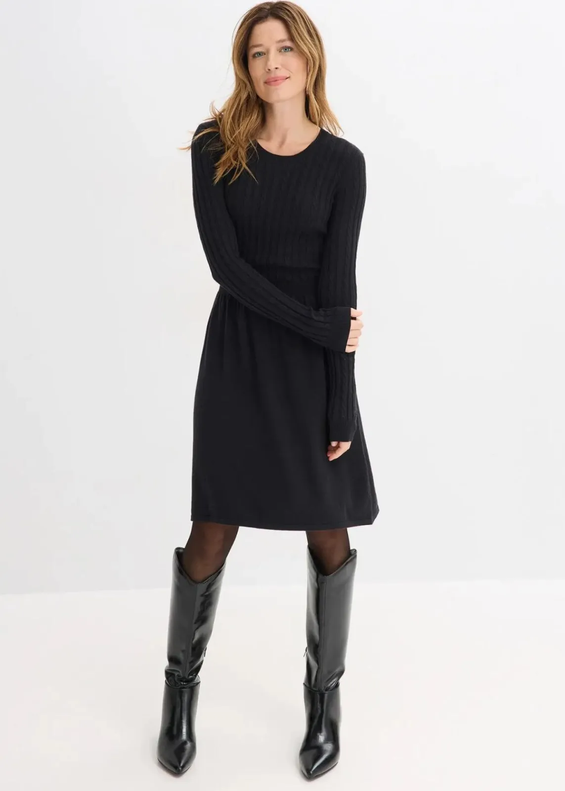bonprix Bekleidung·Umstandsmode|Strickmode^Strickkleid aus Viskose-Mix schwarz