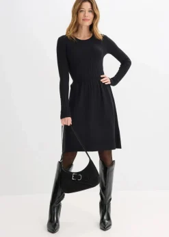 bonprix Bekleidung·Umstandsmode|Strickmode^Strickkleid aus Viskose-Mix schwarz