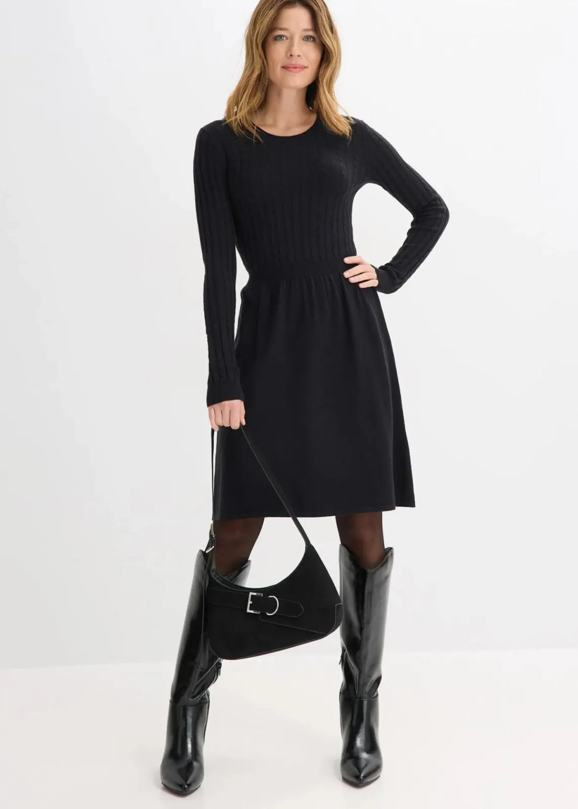 bonprix Bekleidung·Umstandsmode|Strickmode^Strickkleid aus Viskose-Mix schwarz