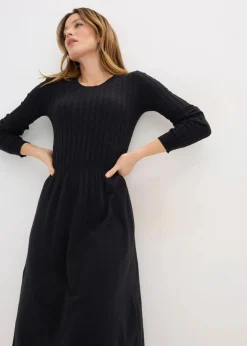 bonprix Bekleidung·Umstandsmode|Strickmode^Strickkleid aus Viskose-Mix schwarz