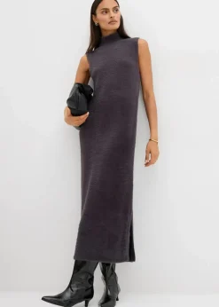 bonprix Bekleidung·Umstandsmode|Bekleidung·Pullover & Strickjacken^Strickkleid aus Viskose-Mix anthrazit meliert