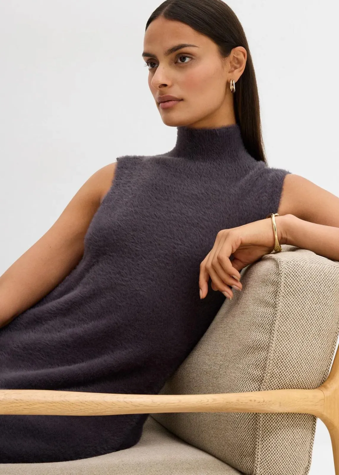 bonprix Bekleidung·Umstandsmode|Bekleidung·Pullover & Strickjacken^Strickkleid aus Viskose-Mix anthrazit meliert
