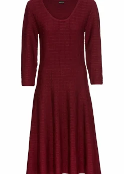 bonprix Kleider|Bekleidung·Pullover & Strickjacken^Strickkleid aus weichem Viskose-Mix rubinrot/schwarz