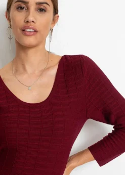 bonprix Kleider|Bekleidung·Pullover & Strickjacken^Strickkleid aus weichem Viskose-Mix rubinrot/schwarz