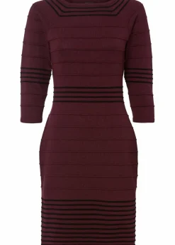bonprix Kleider|Strickmode^Strickkleid aus weichem Viskose-Mix weinrot/schwarz