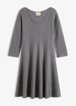 bonprix Bekleidung·Umstandsmode|Strickmode^Strickkleid aus weichem Viskose-Mix grau meliert/schwarz
