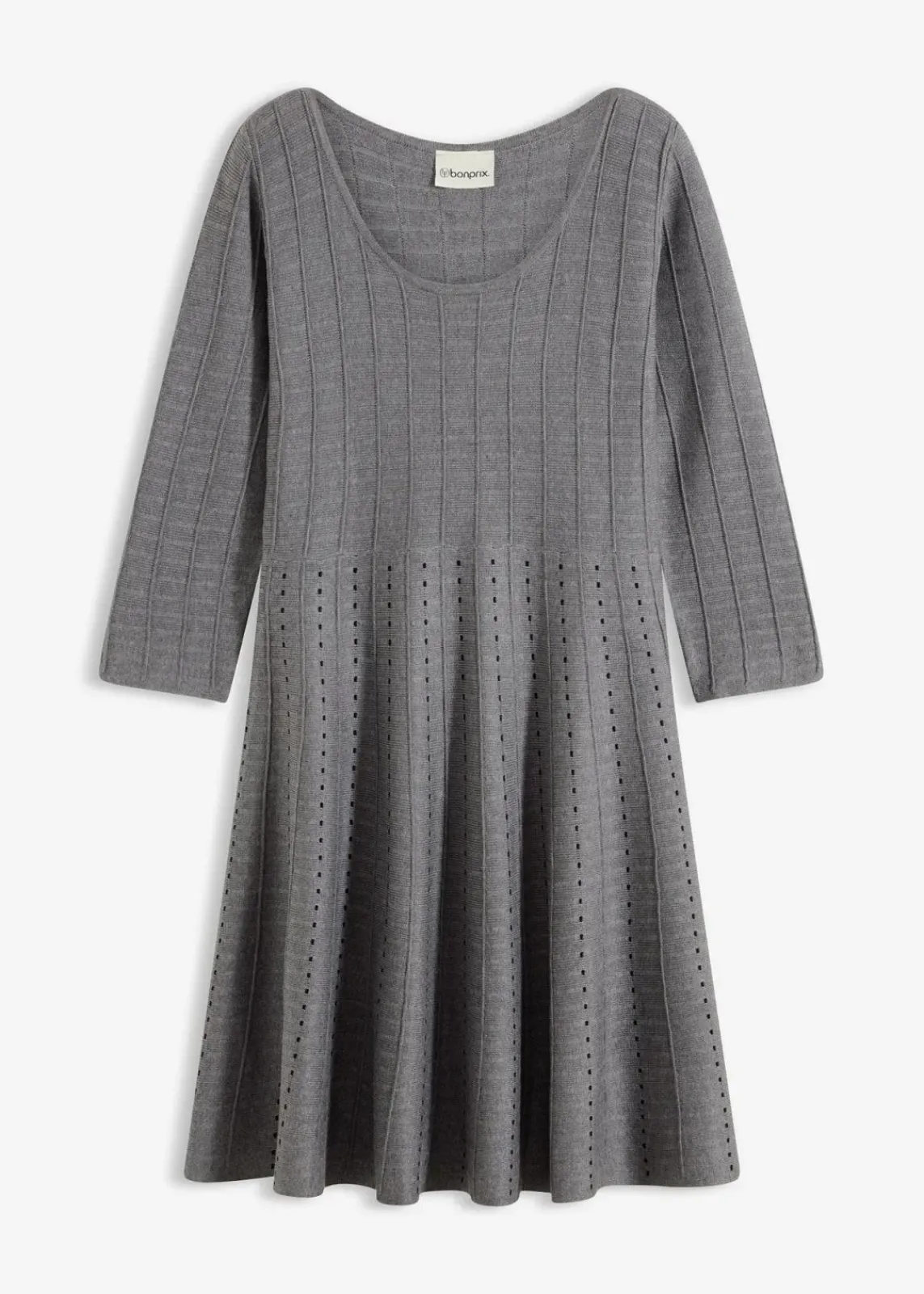 bonprix Bekleidung·Umstandsmode|Strickmode^Strickkleid aus weichem Viskose-Mix grau meliert/schwarz