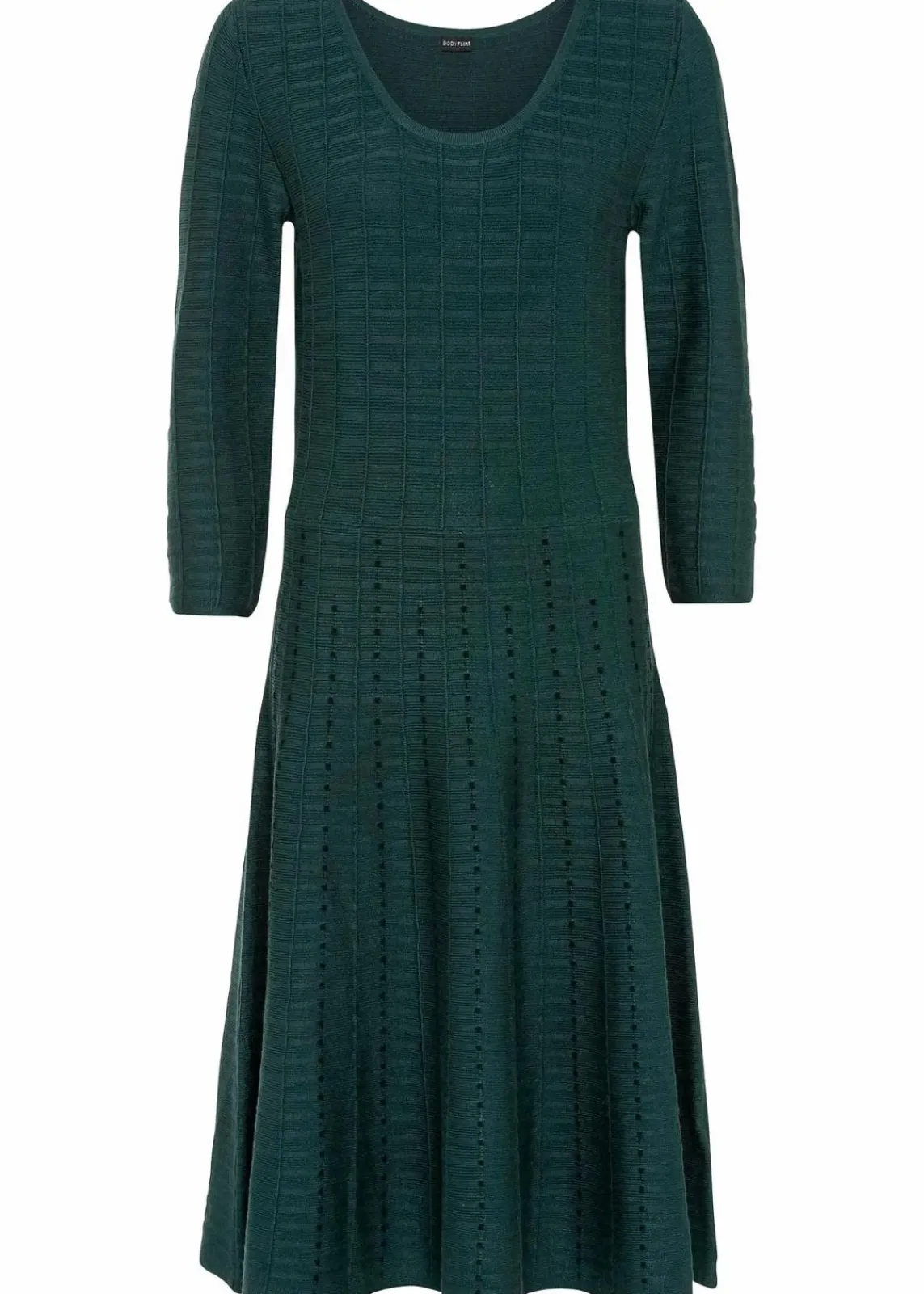 bonprix Bekleidung·Umstandsmode|Strickmode^Strickkleid aus weichem Viskose-Mix tiefgrün/schwarz