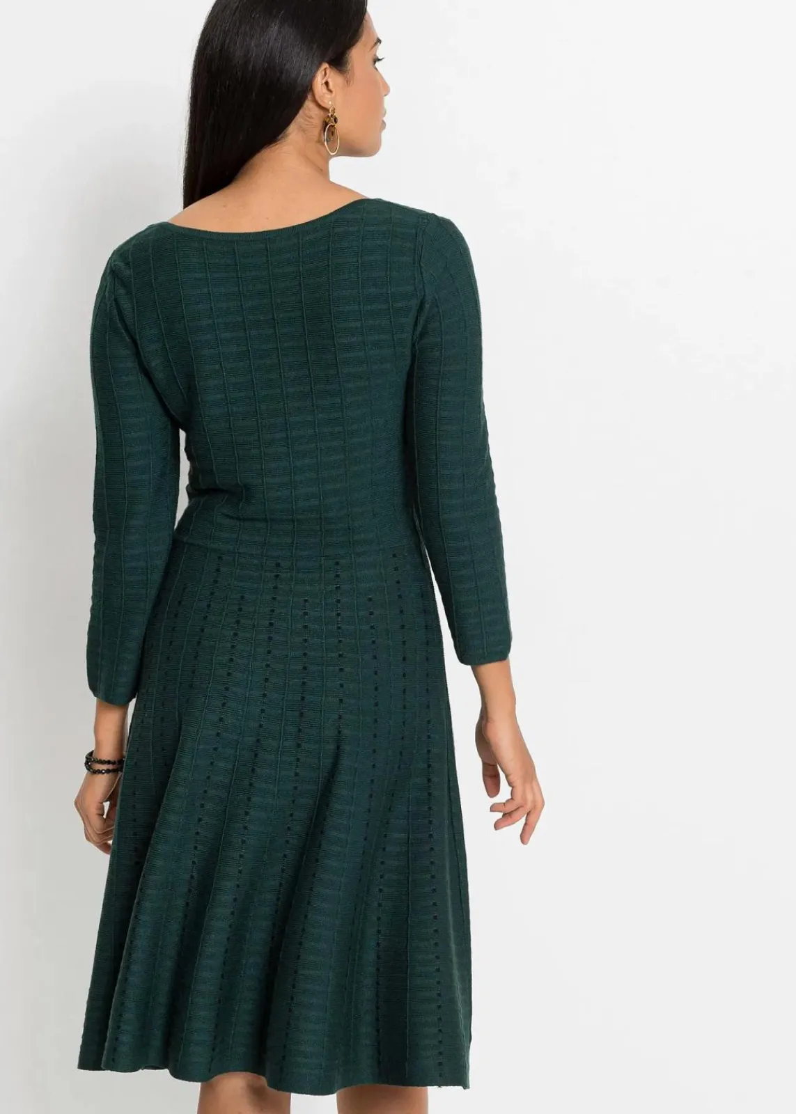 bonprix Bekleidung·Umstandsmode|Strickmode^Strickkleid aus weichem Viskose-Mix tiefgrün/schwarz