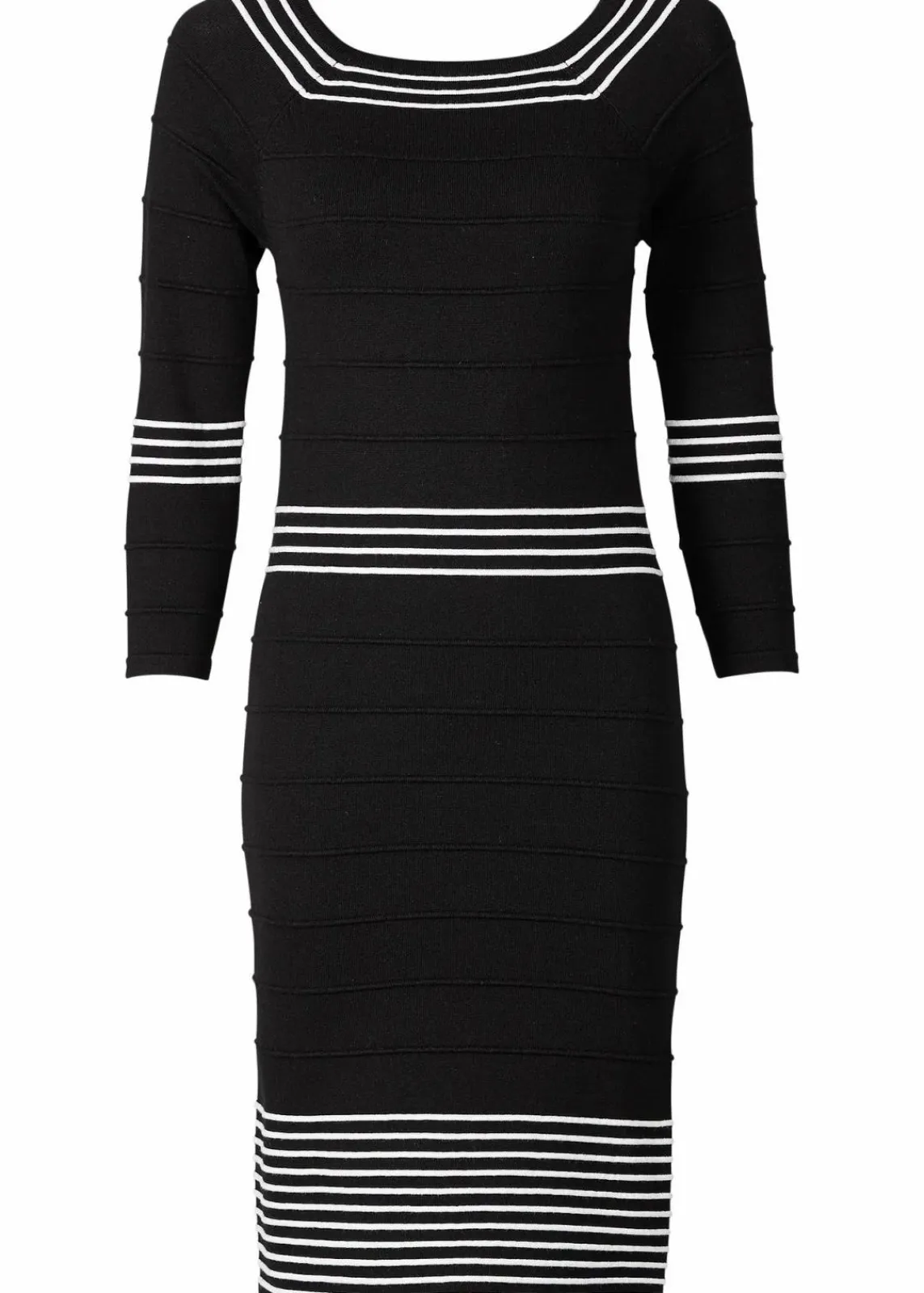 bonprix Bekleidung·Umstandsmode|Bekleidung·Pullover & Strickjacken^Strickkleid aus weichem Viskose-Mix schwarz/weiß quer gestreift