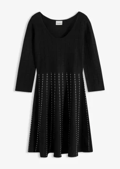 bonprix Kleider|Bekleidung·Pullover & Strickjacken^Strickkleid aus weichem Viskose-Mix schwarz/weiß