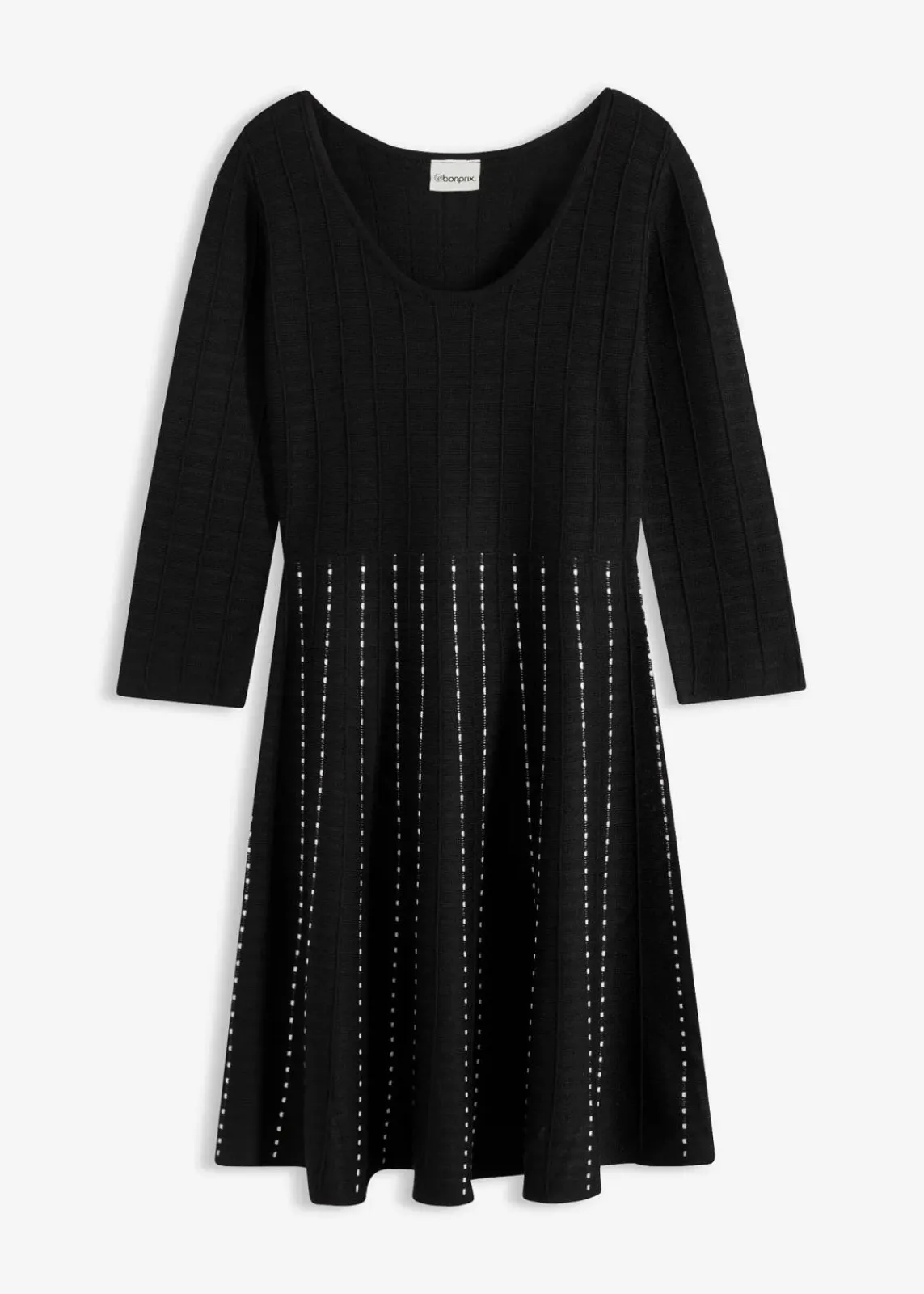 bonprix Kleider|Bekleidung·Pullover & Strickjacken^Strickkleid aus weichem Viskose-Mix schwarz/weiß