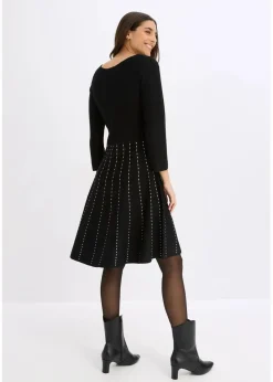 bonprix Kleider|Bekleidung·Pullover & Strickjacken^Strickkleid aus weichem Viskose-Mix schwarz/weiß
